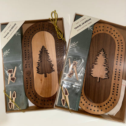 Tree Wildlife Mini Travel Cribbage Board & Custom Pegs Set